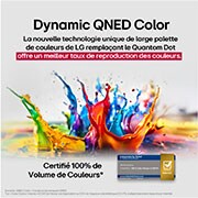 Le processeur alpha 8 AI de 2ème génération s’illumine en violet et rose et des éclairs de couleur fusent de celui-ci. Le titre évoque la façon dont le processeur offre une qualité 4K, des couleurs et une luminosité époustouflantes. Le texte de l’image affiche environ 1,7 fois le traitement neuronal par IA NPU et 1,4 fois le fonctionnement plus rapide du processeur.