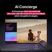 Une fille et un chien sont assis devant une LG QNED TV installée sur un mur représentant trois éléphants marchant vers l’extérieur au-dessus d’une LG Soundbar. Le titre évoque la façon dont chaque scène d’action est plus palpitante sur un très grand écran.