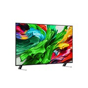 Slightly-angled right-facing side view of LG QNED evo TV.
