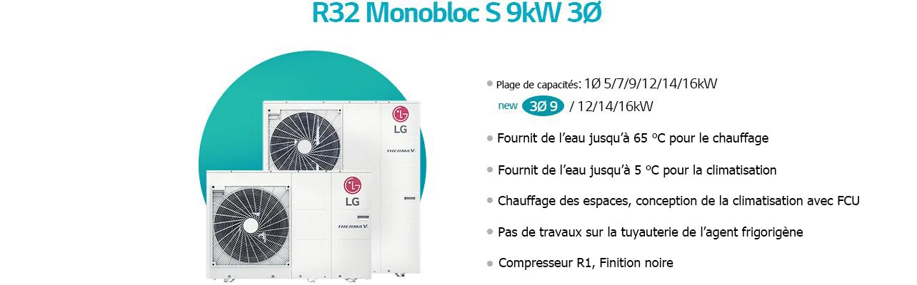 Specification about R32 Monobloc S 9kW 3-Phase heat pump