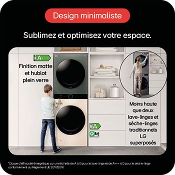 LG WashTower | Lave-linge 12kg | Sèche-linge 10kg, LG F214WT8GRBE
