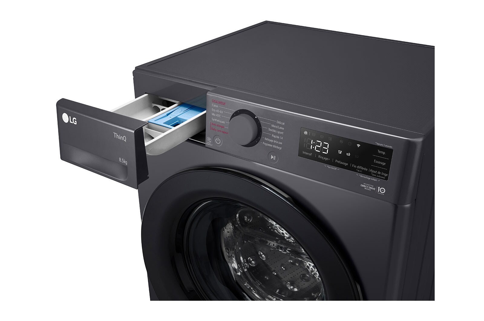 LG Lave-linge 8.5kg énergie A | Moteur intelligent AI Direct Drive™ | ThinQ, LG F82AV35MBS