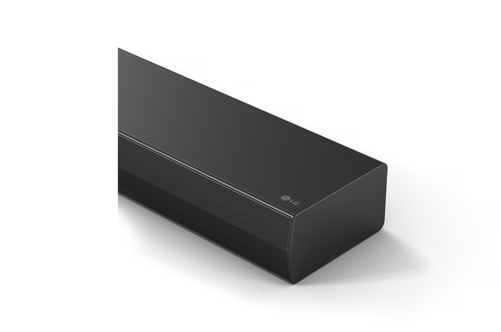 Vue inclinée du dessus du coin latéral de la LG Soundbar S70TY