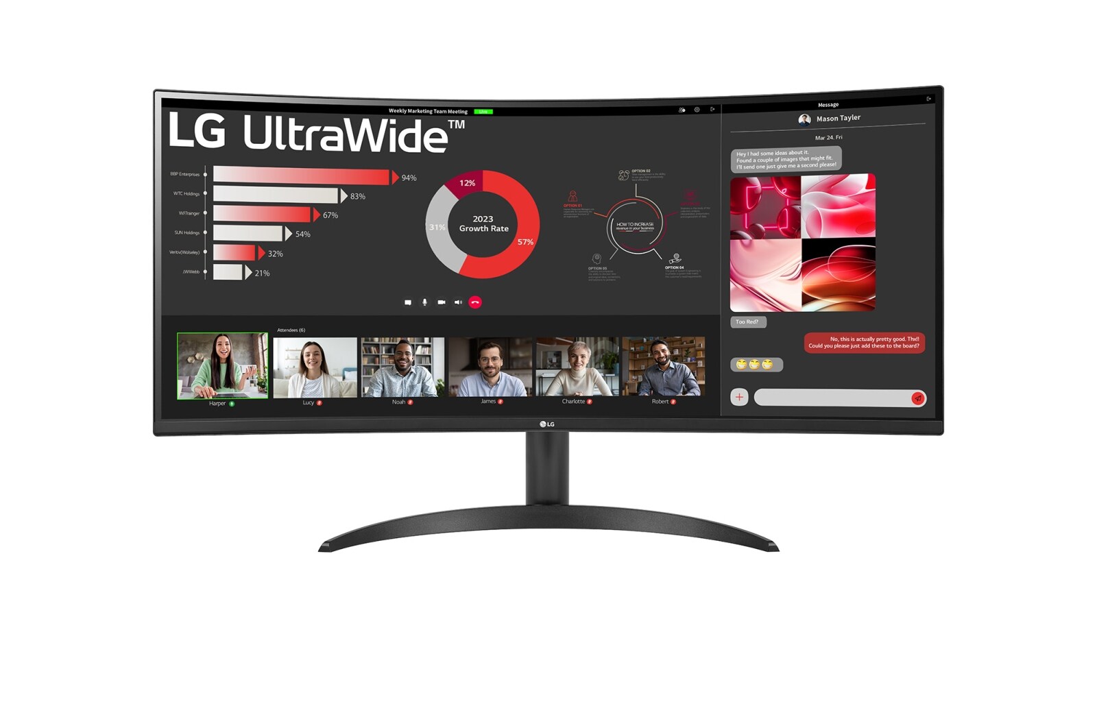 LG 34'' (86 cm) | Moniteur ultra-large incurvé VA 21/9ème | Résolution UWQHD 3440 x 1440, LG 34WR50QC-B