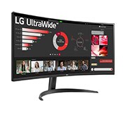 LG 34'' (86 cm) | Moniteur ultra-large incurvé VA 21/9ème | Résolution UWQHD 3440 x 1440, LG 34WR50QC-B