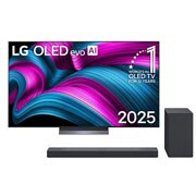 Vue avant du téléviseur LG OLED evo AI G5 4K Smart TV. L'emblème OLED numéro 1 mondial depuis 12 ans et le logo LG OLED evo AI 2025 apparaissent à l'écran.