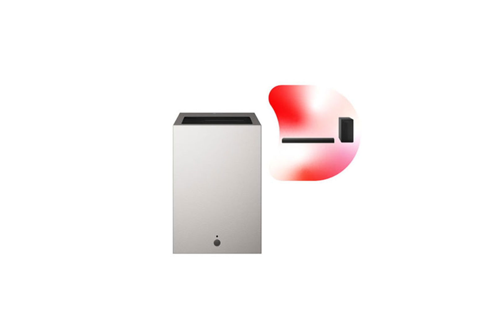 Front view of LG CineBeam S Mini UST Projector, 4K UHD, 3-ch RGB Laser, 450,000:1 Contrast, Max. 100" screen size, White - PU615U
