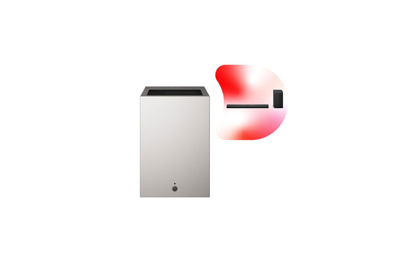 Front view of LG CineBeam S Mini UST Projector, 4K UHD, 3-ch RGB Laser, 450,000:1 Contrast, Max. 100" screen size, White - PU615U