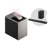 Front view of LG CineBeam S Mini UST Projector, 4K UHD, 3-ch RGB Laser, 450,000:1 Contrast, Max. 100" screen size, White - PU615U