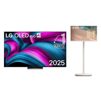 Vue avant du Pack 83 pouces (210 cm) LG OLED evo AI C5E 4K Smart TV 2025 + Barre de son 27ART