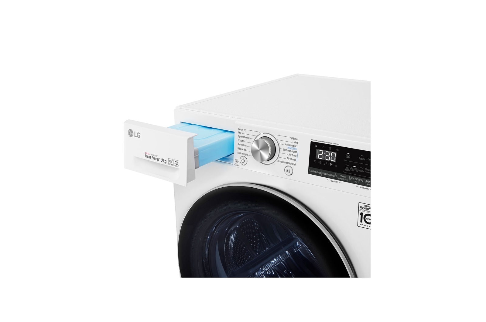 LG Sèche-linge 9kg | A+++ | Condenseur Autonettoyant | Compresseur DUAL Inverter et moteur Inverter garanti 10 ans, LG RH9V71WH