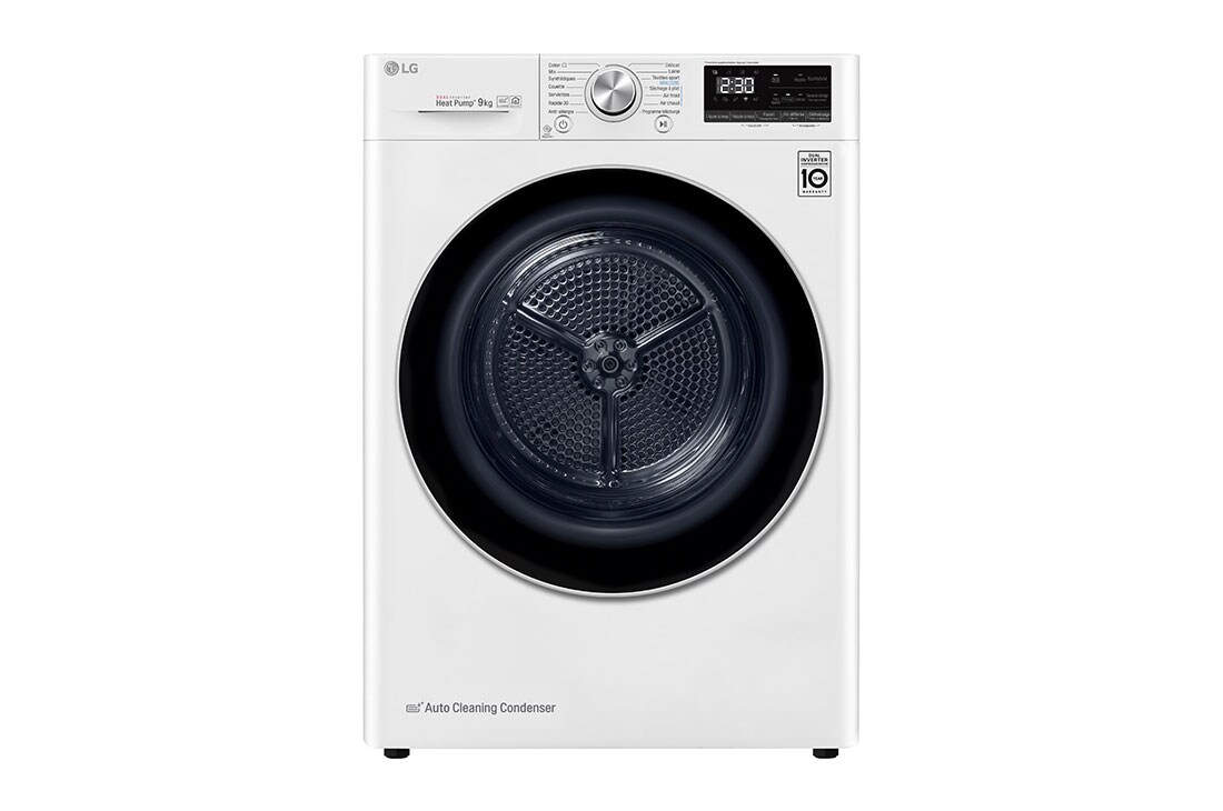 LG Sèche-linge 9kg | A+++ | Condenseur Autonettoyant | Compresseur DUAL Inverter et moteur Inverter garanti 10 ans, LG RH9V71WHN