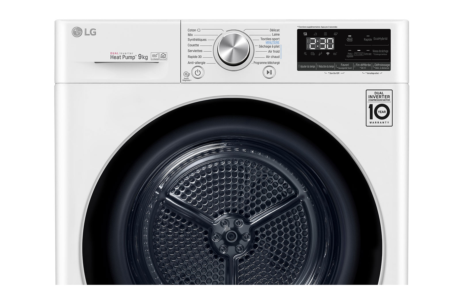 LG Sèche-linge 9kg | A+++ | Condenseur Autonettoyant | Compresseur DUAL Inverter et moteur Inverter garanti 10 ans, LG RH9V71WHN