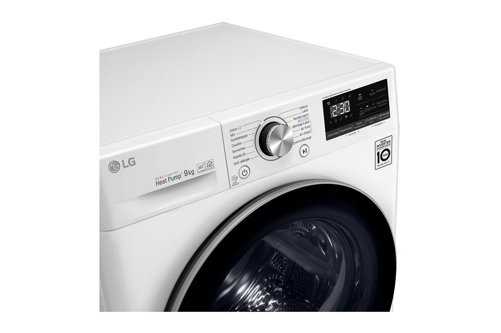 LG Sèche-linge 9kg | A+++ | Condenseur Autonettoyant | Compresseur DUAL Inverter et moteur Inverter garanti 10 ans, LG RH9V71WHN