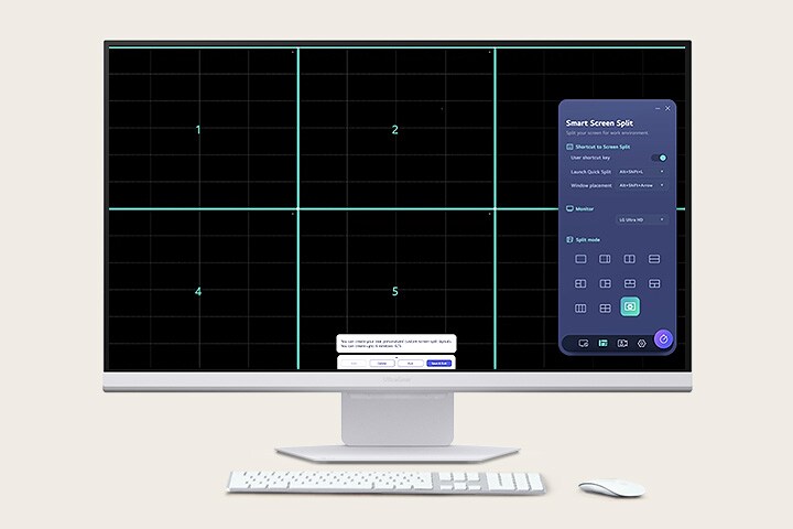 L’application LG Switch permet d’optimiser le moniteur pour un environnement de travail efficace, comme diviser l’écran en six zones, gérer les programmes ou lancer facilement la plateforme d’appel vidéo via des touches de raccourci mappées.