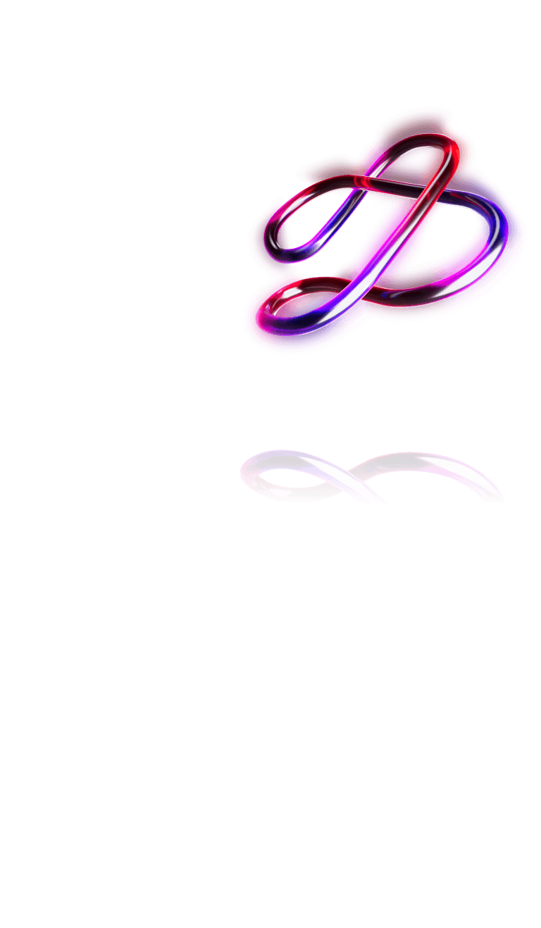 The 3D LG AI symbol in pink and purple is displayed from a side angle with a glowing effect that highlights its design.