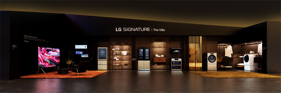 A collection of LG SIGNATURE products are on display in an exhibition.