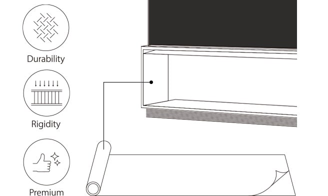 Image explaining that the stand body of LG SIGNATURE 8K OLED TV is made of aluminum and how durable it is