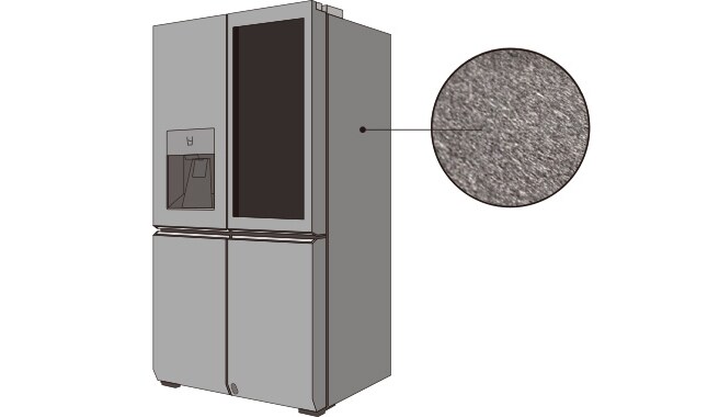 Image showing the material of LG SIGNATURE Refrigerator body and explain its non directional hairline method