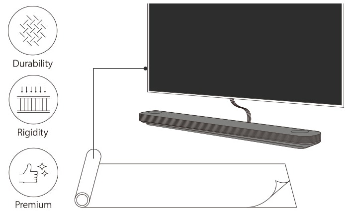 Image explaining that the entire frame of LG SIGNATURE Wallpaper OLED TV is made of aluminum