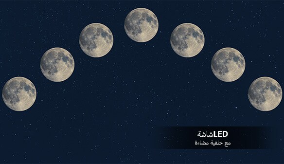 صورة لسبعة قمر مكتمل محاذاة عبر سماء الليل.