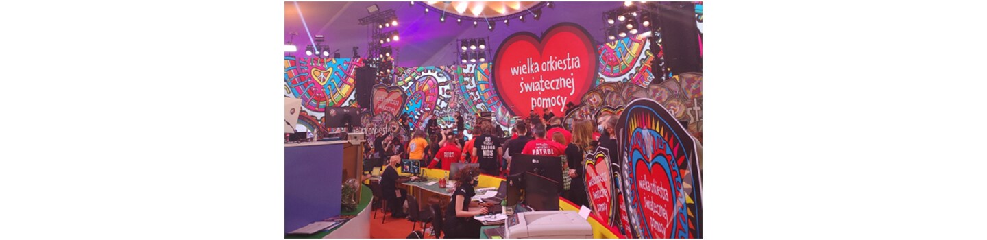 A wide view of the Grand Finale TV studio which is filled with 80 LG monitors so that the company can effectively host its 29th Annual Grand Finale fundraiser.