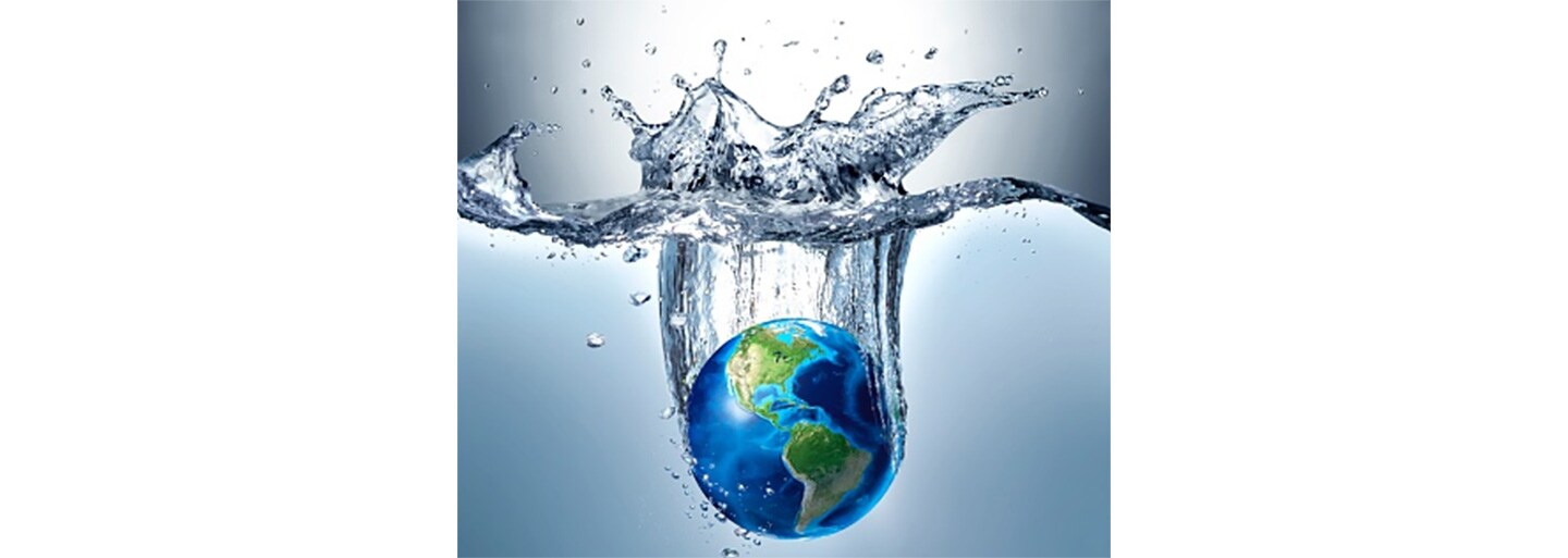 Planet Earth submerged in water