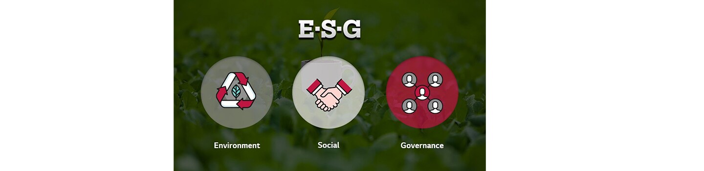 An illustration defining the acronym ESG: Environment, Social and Governance.