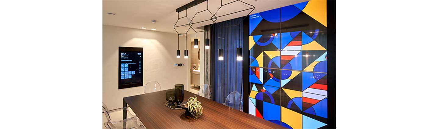 The LG ThinQ Home’s dining room in Pangyo, Korea, which utilizes transparent OLED Displays.