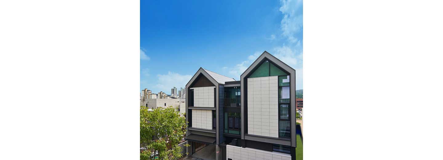 The exterior of LG's smart home, LG ThinQ Home located in Pangyo, Korea