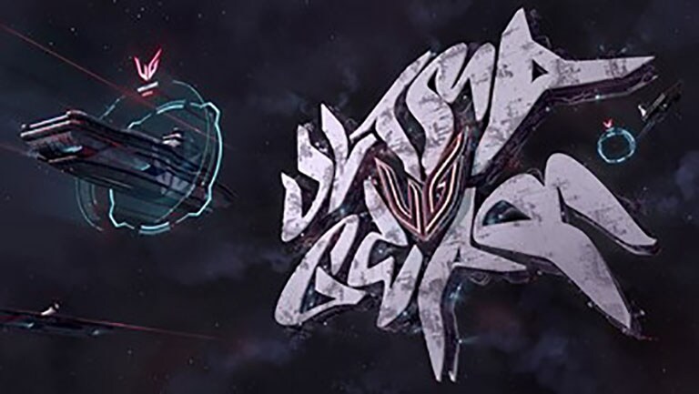The second-place winner of LG’s art contest presents the UltraGear logo as a futuristic space station with graffiti-style UltraGear lettering and futuristic spaceships approaching to dock.