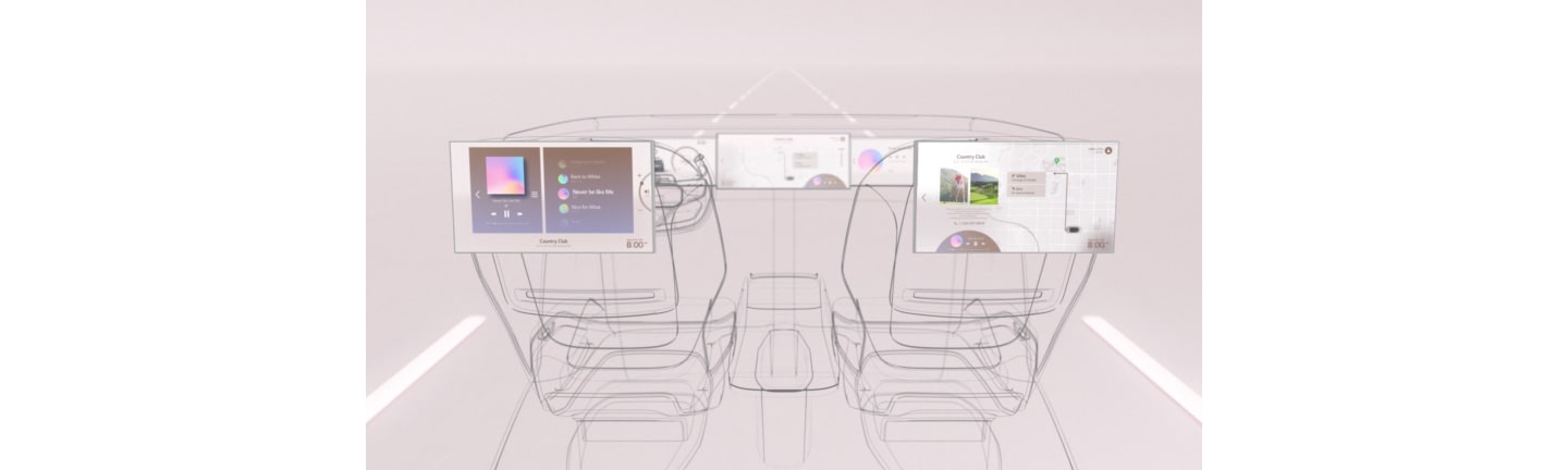 A screenshot from the LG VS Company online video depicting the digital cockpit designed by LG.