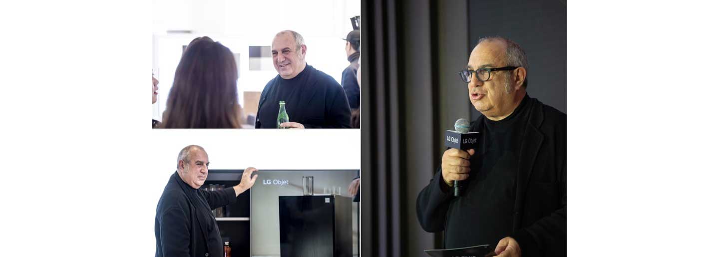 Italian industrial designer Stefano Giovannoni discusses the design of the LG Objet lineup at its public event