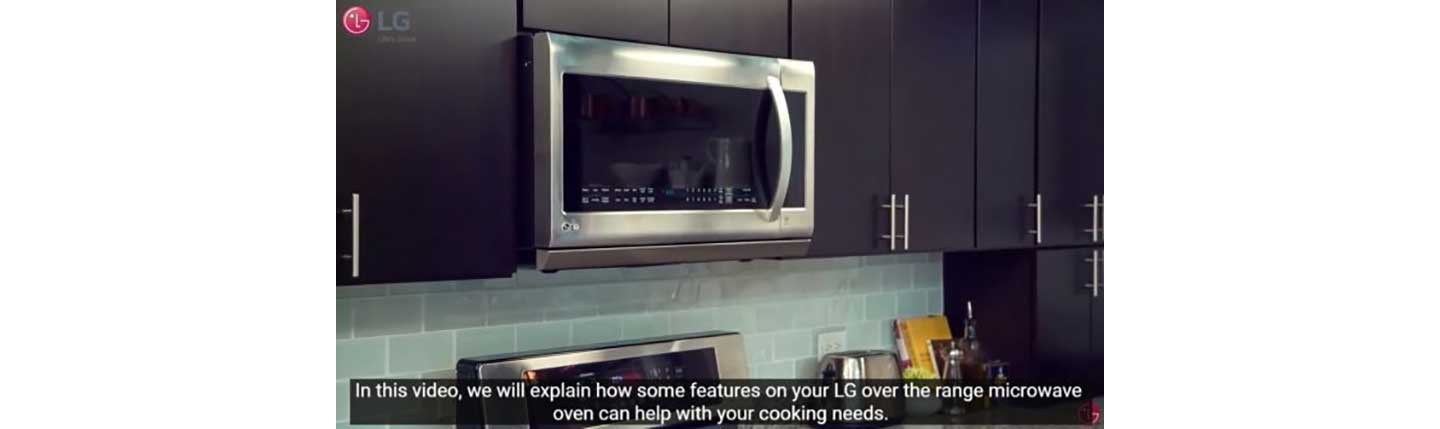 A screenshot of the walkthrough that shows off the LG microwave oven and its features that help with the cooking