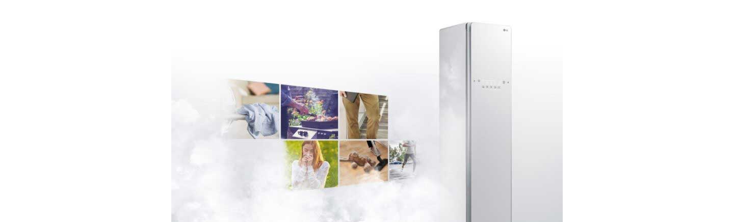 A promotional image of LG’s trusted and certified TrueSteam appliance, LG Styler.