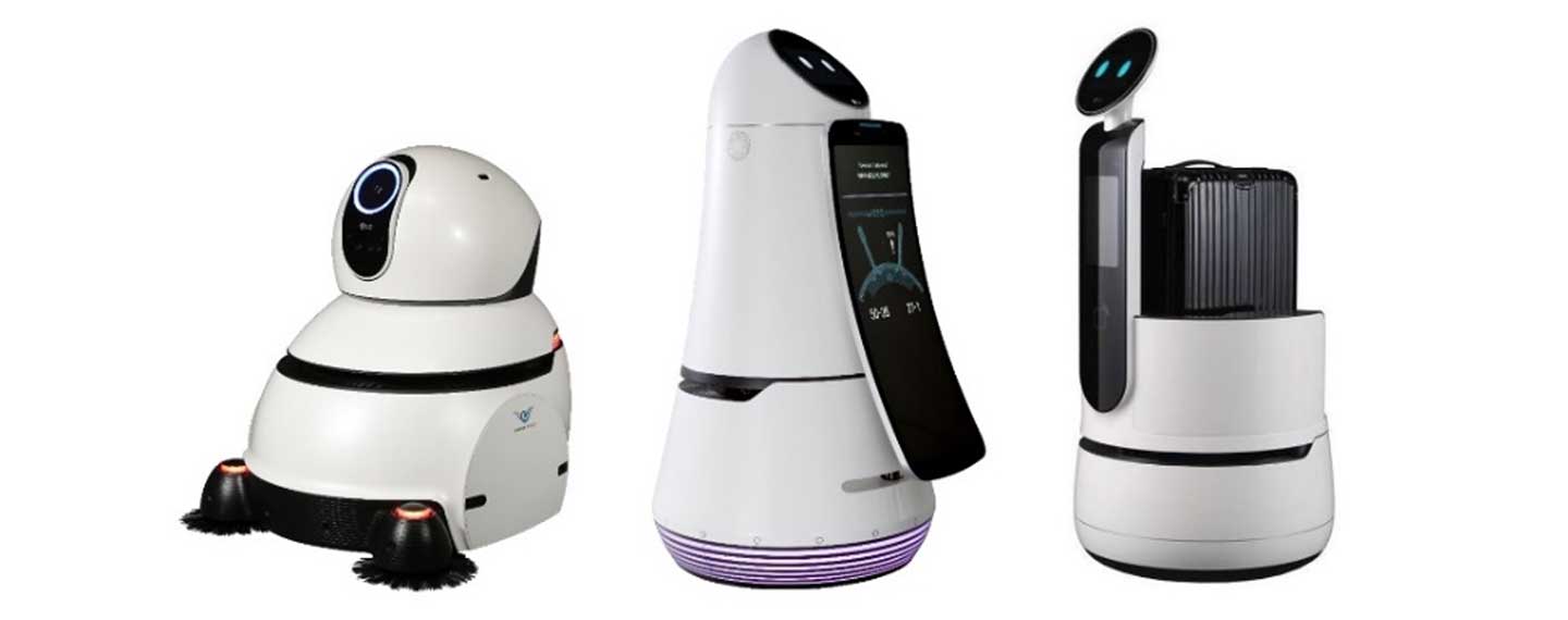 LG’s commercial robots – the Cleaning Robot, Airport Guide Robot and Porter Robot