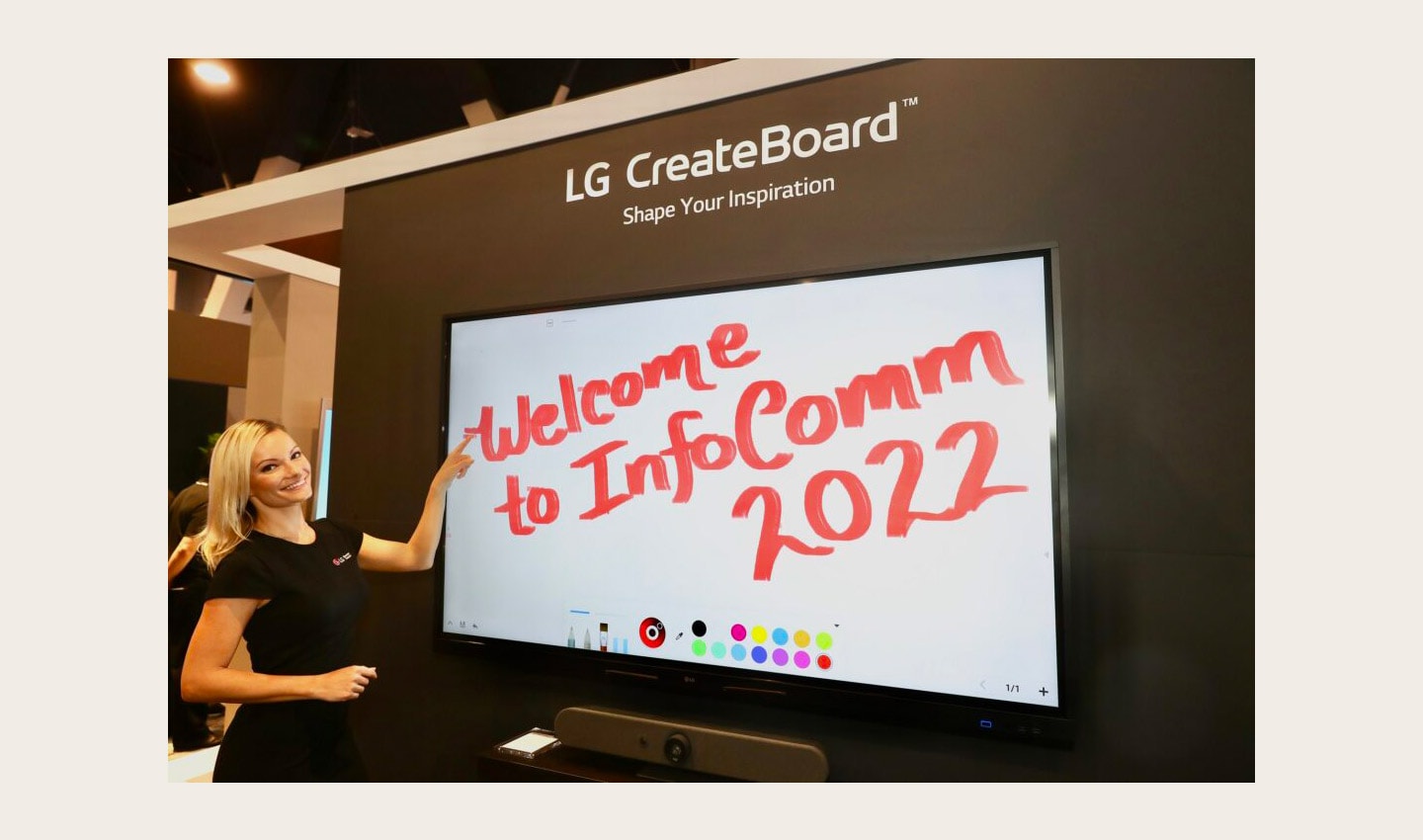 A diverse lineup of LG's LED signage products and autonomous robots showcased in Las Vagas at InfoComm 2022.