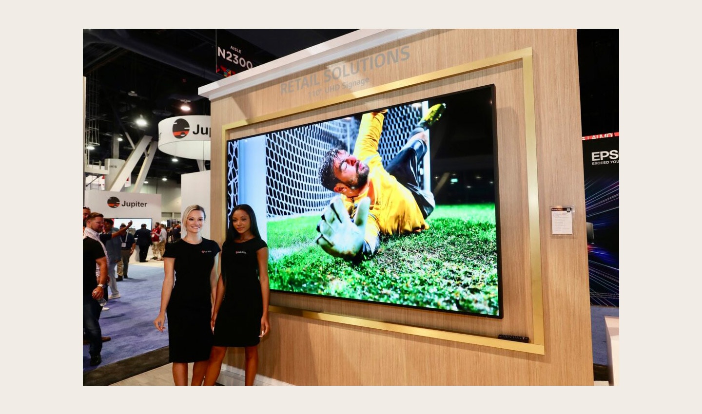 A diverse lineup of LG's LED signage products and autonomous robots showcased in Las Vagas at InfoComm 2022.