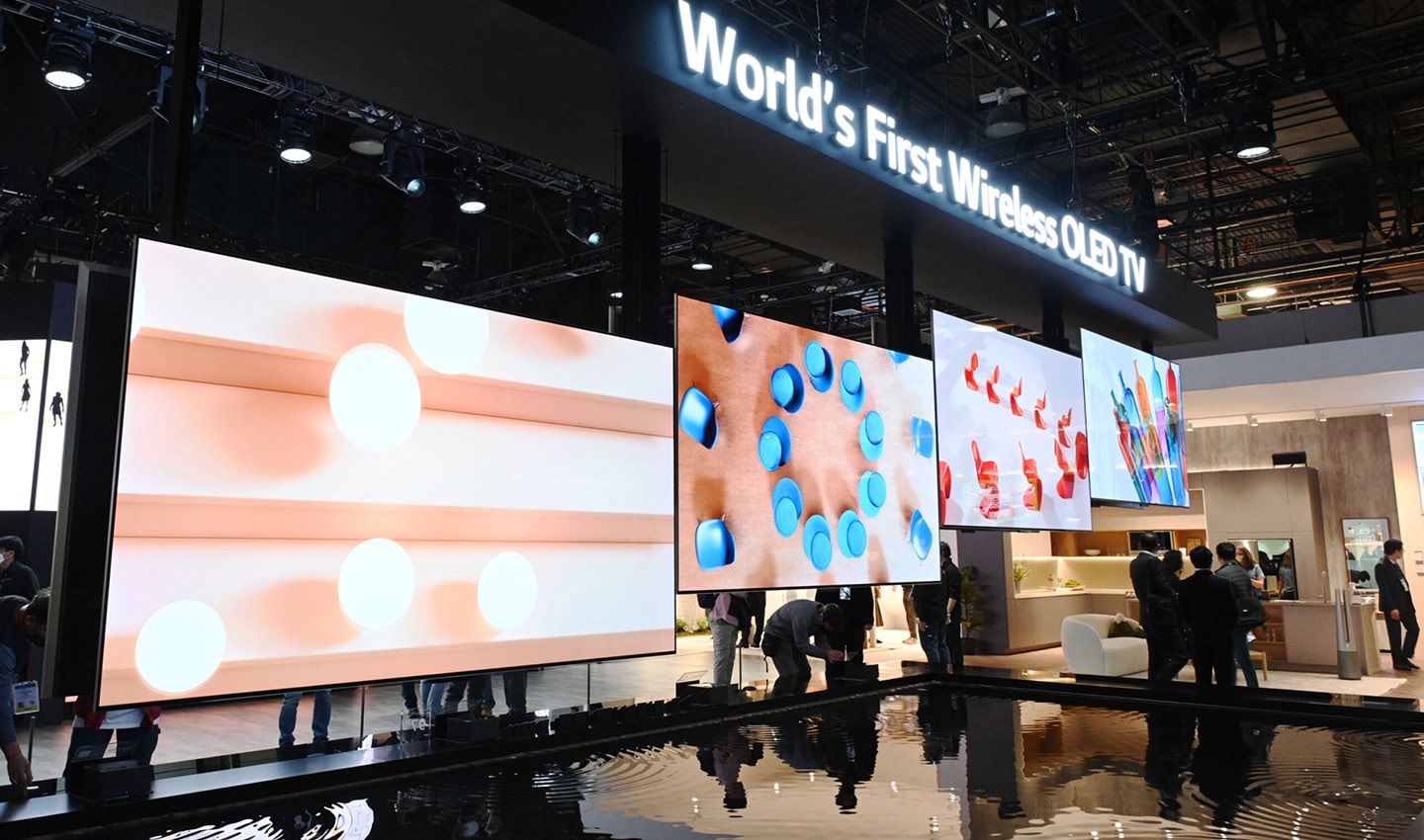 LG SIGNATURE OLED M on display at LG's booth during CES 2023