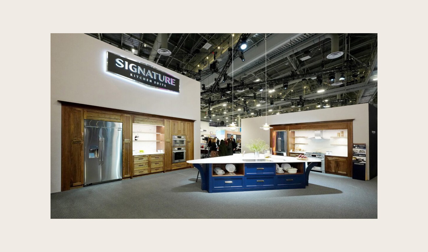 LG's booth at KBIS 2023 showcasing Signature Kitchen Suite and LG STUDIO lineup