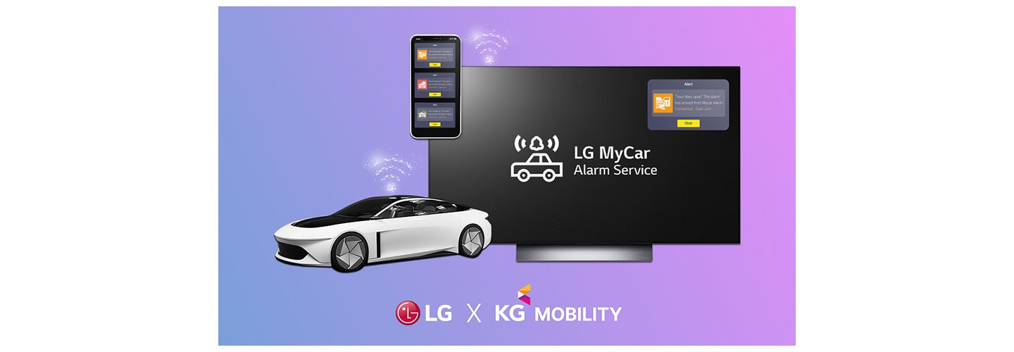 An image of a car and a monitor which displays the phrase