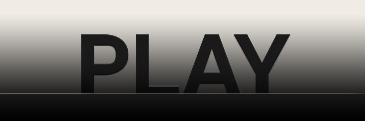 黑色漸變背景上的「Play」(遊玩)字樣