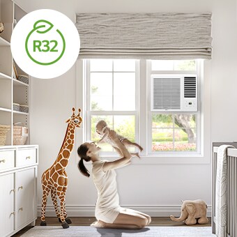 LG 窗口式冷氣機使用 R32 環保雪種，提供高效製冷效果。