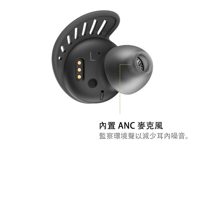 TONE Free fit 耳機 360 度旋轉,顯示 3MIC 系統。