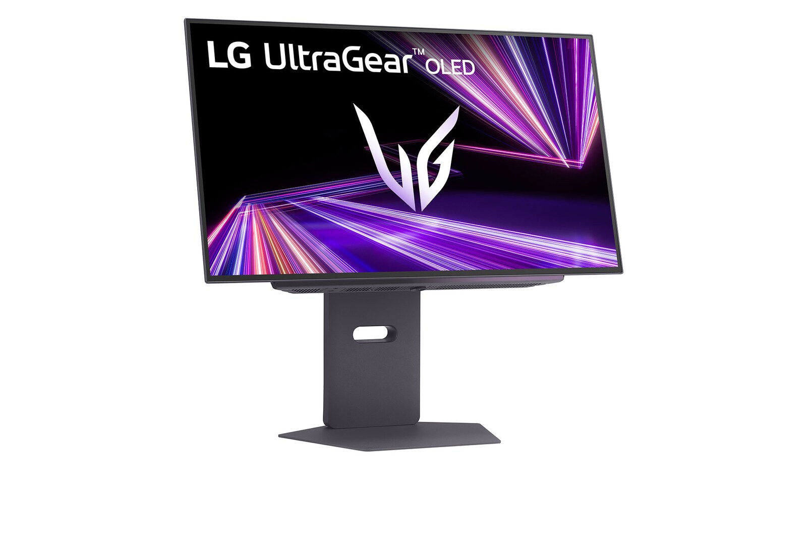 傾斜的 27GX790A +15 度顯示器側視圖