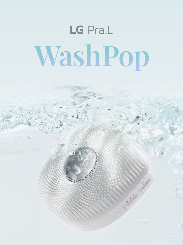 WashPop 被放到水中，帶起一股水流。