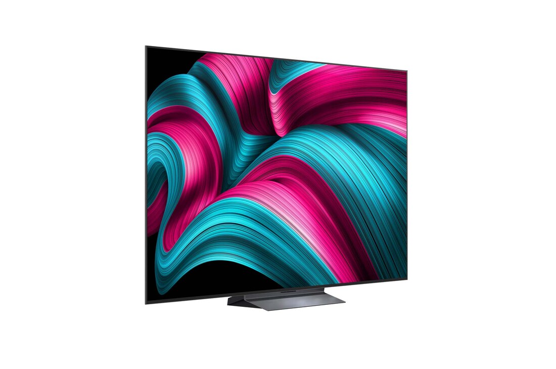 LG OLED evo AI C5 4K 智能電視的微側視圖。