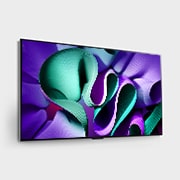 掛牆的 LG OLED evo M4 4K 智能電視向右傾斜的側視圖