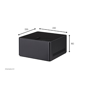 顯示著尺寸的 Zero Connect Box 小角度向左傾斜視圖。