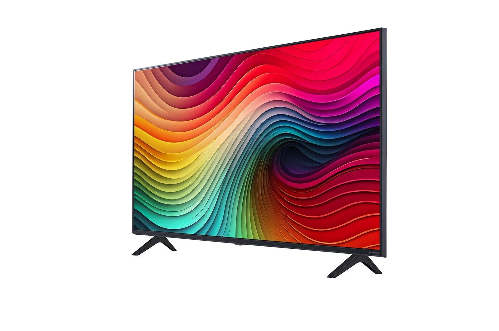 LG NanoCell 電視 NANO80 稍微傾斜向左的側面圖